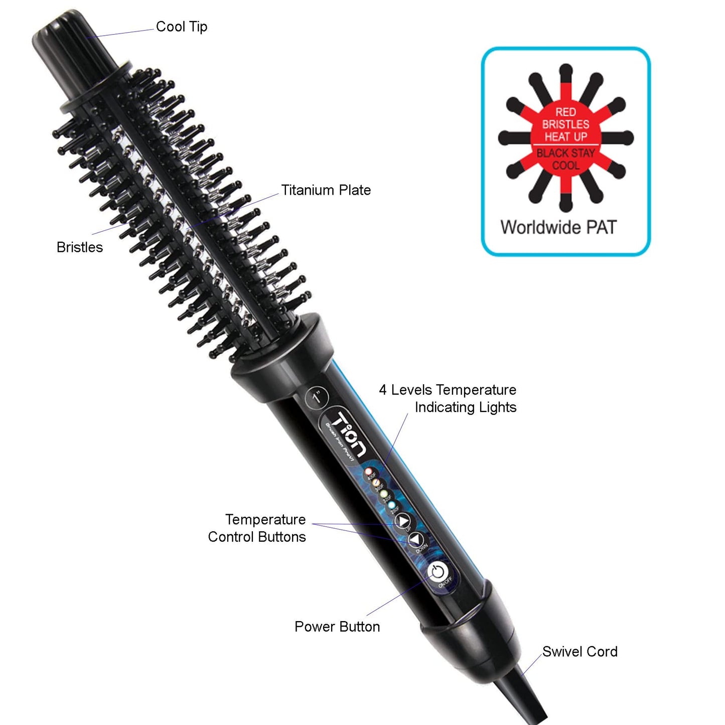 Tion 3/4 Ceramic Ionic Hot Curl Heat Roller Brush Beauty & Personal Care Tion