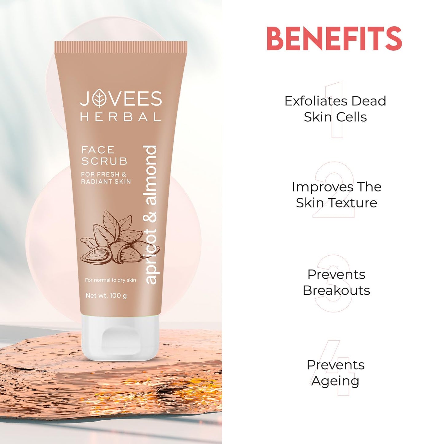 Jovees Facial Scrub - Apricot & Almond - 100gms Beauty & Personal Care Jovees