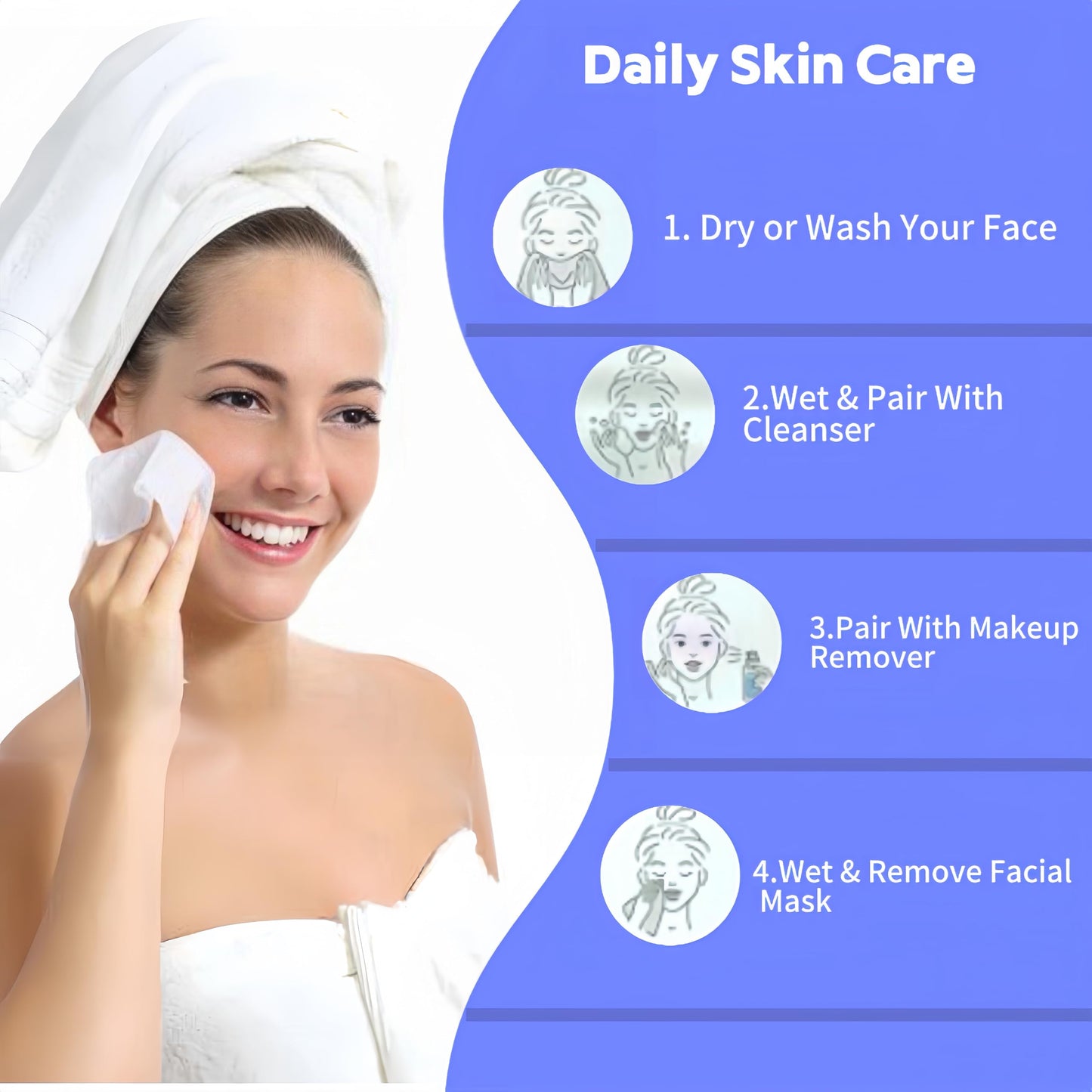 Disposable Face Towel 300 Count, Soft Cotton Clean Skin Face Towels, Dry Wipes Cotton Facial Towels Wash Cloths Tissue Thickened, Face Towelettes Beauty and Personal Care KeeiZoes