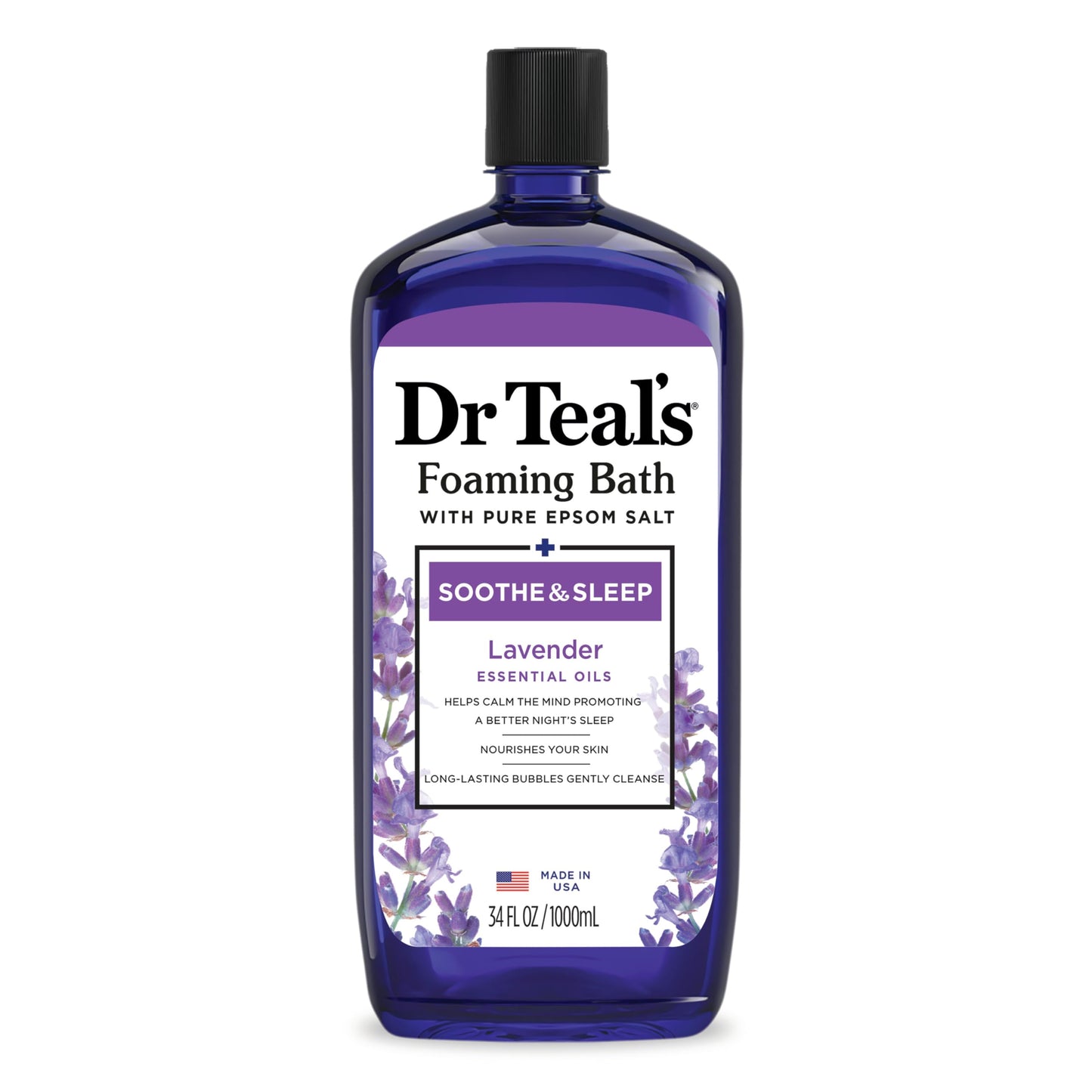 Dr Teal’s Foaming Bath with Pure Epsom Salt, Soothe & Sleep with Lavender, 34 Ounces (Packaging May Vary) Beauty and Personal Care Dr Teal's