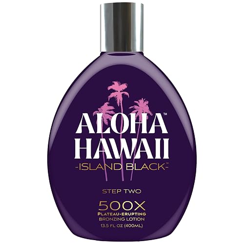 Aloha Hawaii Island Black Tanning Lotion, 500X Plateau-Erupting Bronzer with Copper Peptides, Hyaluronic Acid & Ceramides, 13.5 Fl Oz Beauty & Personal Care Brown Sugar