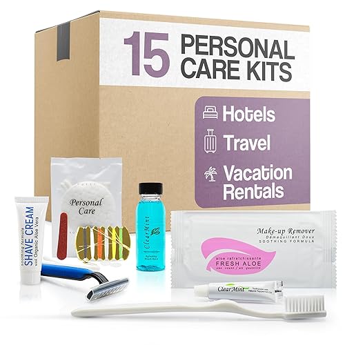 Personal Care Travel Toiletries | 1-Shoppe Amenities Kit | Travel Shaving Set, Toothbrush & Paste, Mouthwash, Makeup Wipes, Swabs, Nail File & Sewing Beauty & Personal Care Terra Pure