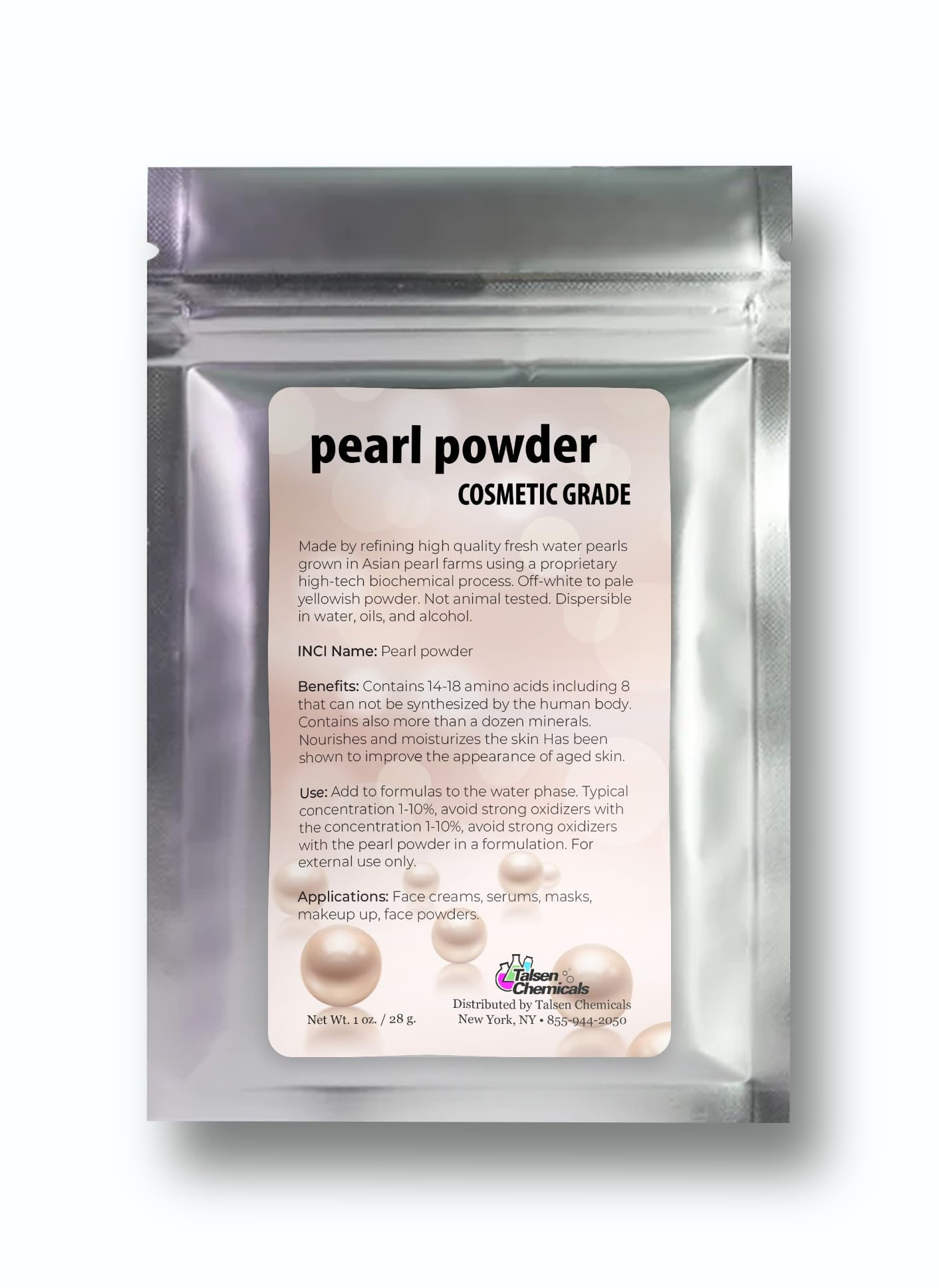 Talsen Chemicals Pure Pearl Powder DIY Cosmetic Grade Pearl Powder For Face, Making Face Mask, Cream And Lotion (1 Ounce / 28 gram) Beauty & Personal Care Talsen Chemicals
