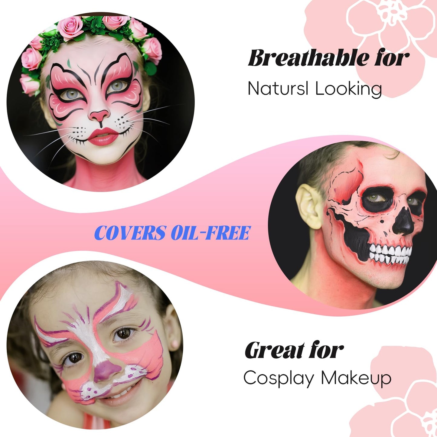 Pink Face Body Paint,Water Based Face Painting for Art Theater Halloween Party Cosplay,Sugar Skull Makeup, Clown, Costume, SFX Special Effect Beauty & Personal Care TUHPIBK