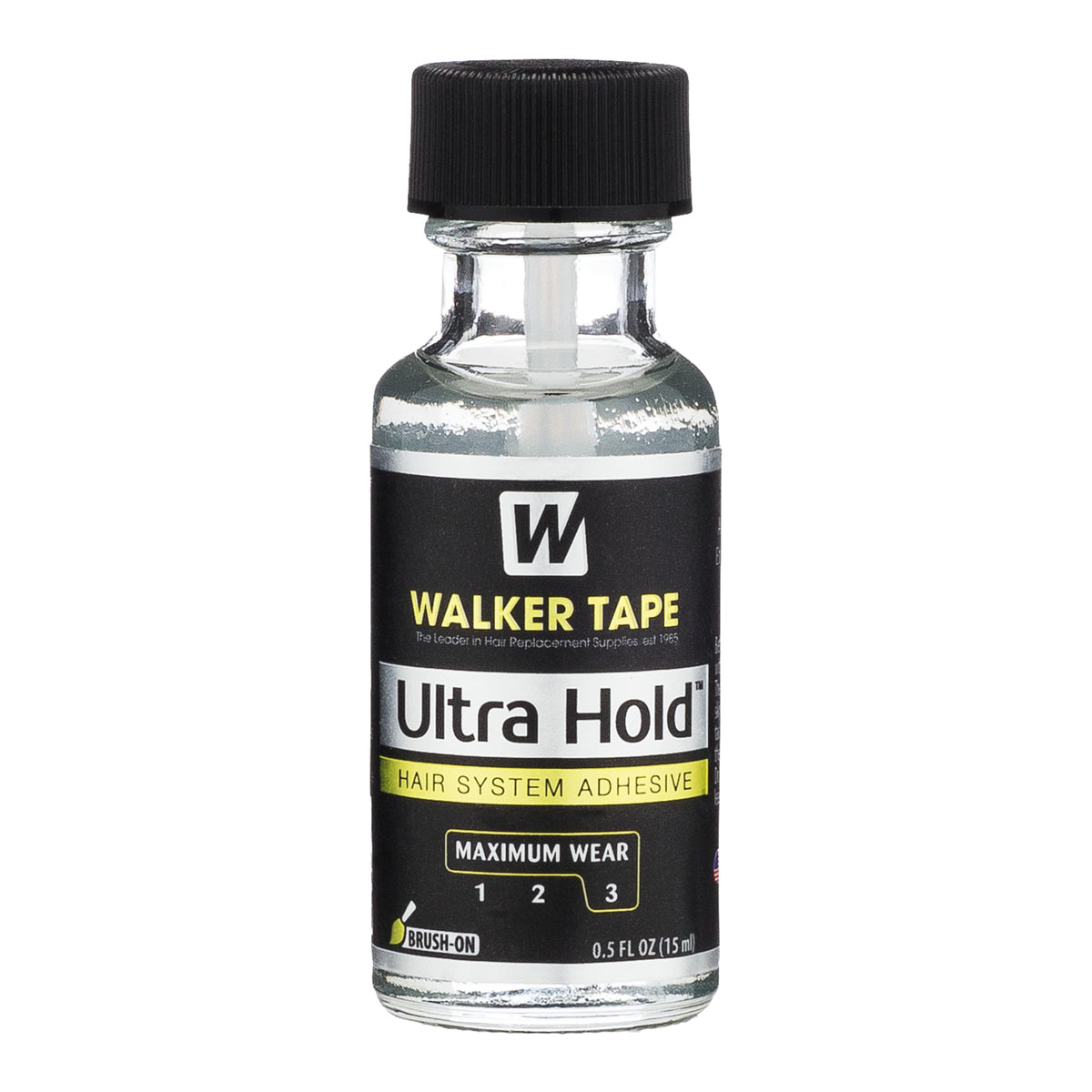 Walker Tape Ultra Hold Brush-On Adhesive 0.5 fl oz, Strong Waterproof Wig Glue for Lace Systems and Tape in Hair Extensions Human Hair, Long Lasting