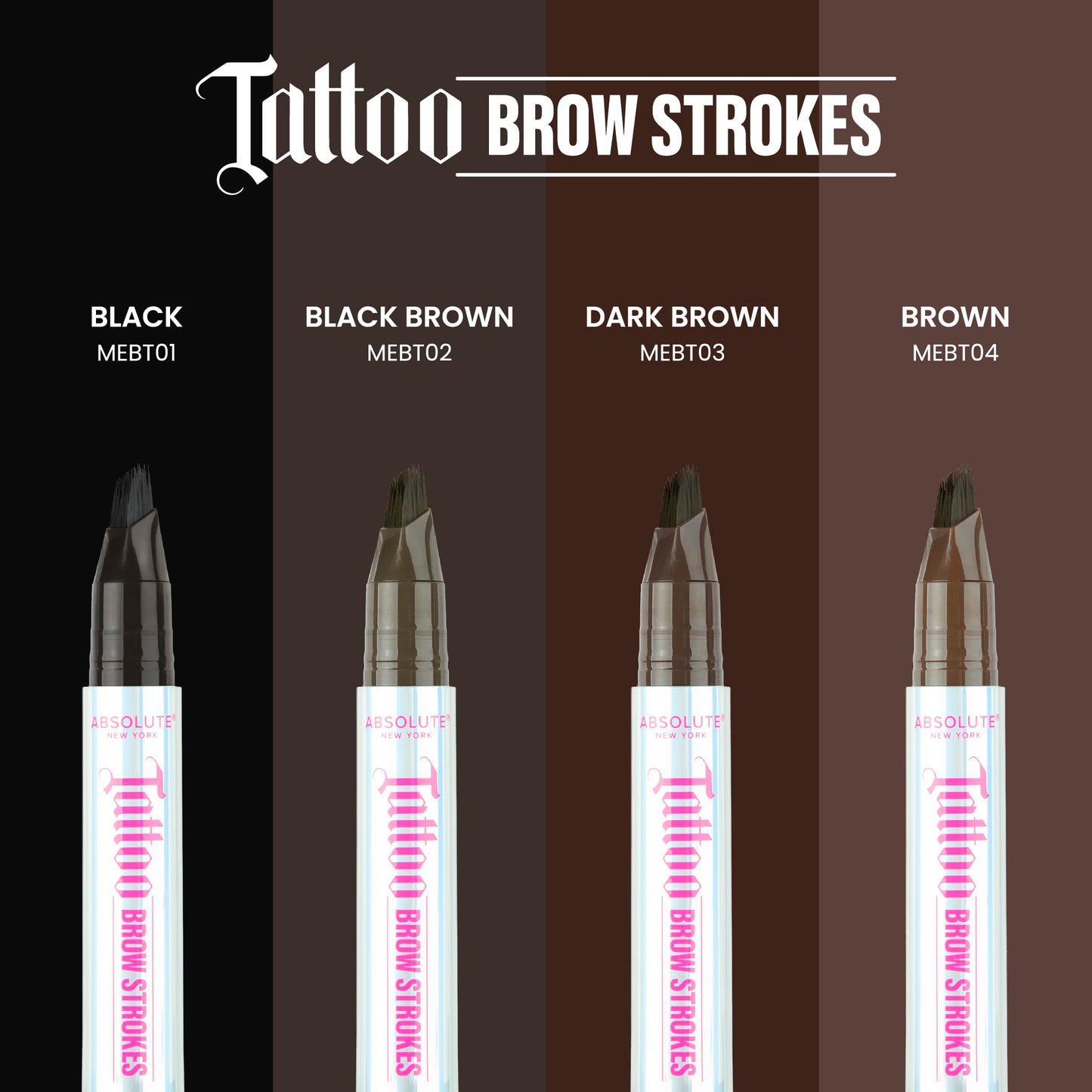 Absolute New York Tattoo Brow Strokes, Natural Mirco Bladed Effect, Define and Perfect Brows (MEBT01 Black) Beauty & Personal Care Absolute New York
