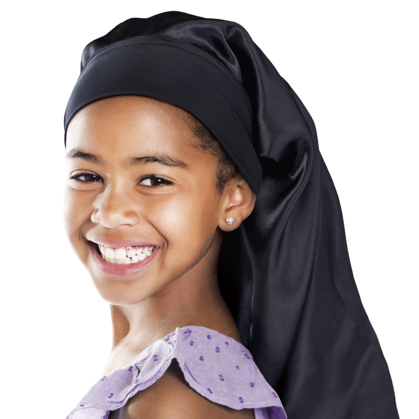 Red by Kiss Kids Satin Braid Bonnet, Comfy Wide Band for Long Hair, Long Braids (Black) Beauty and Personal Care Red by Kiss