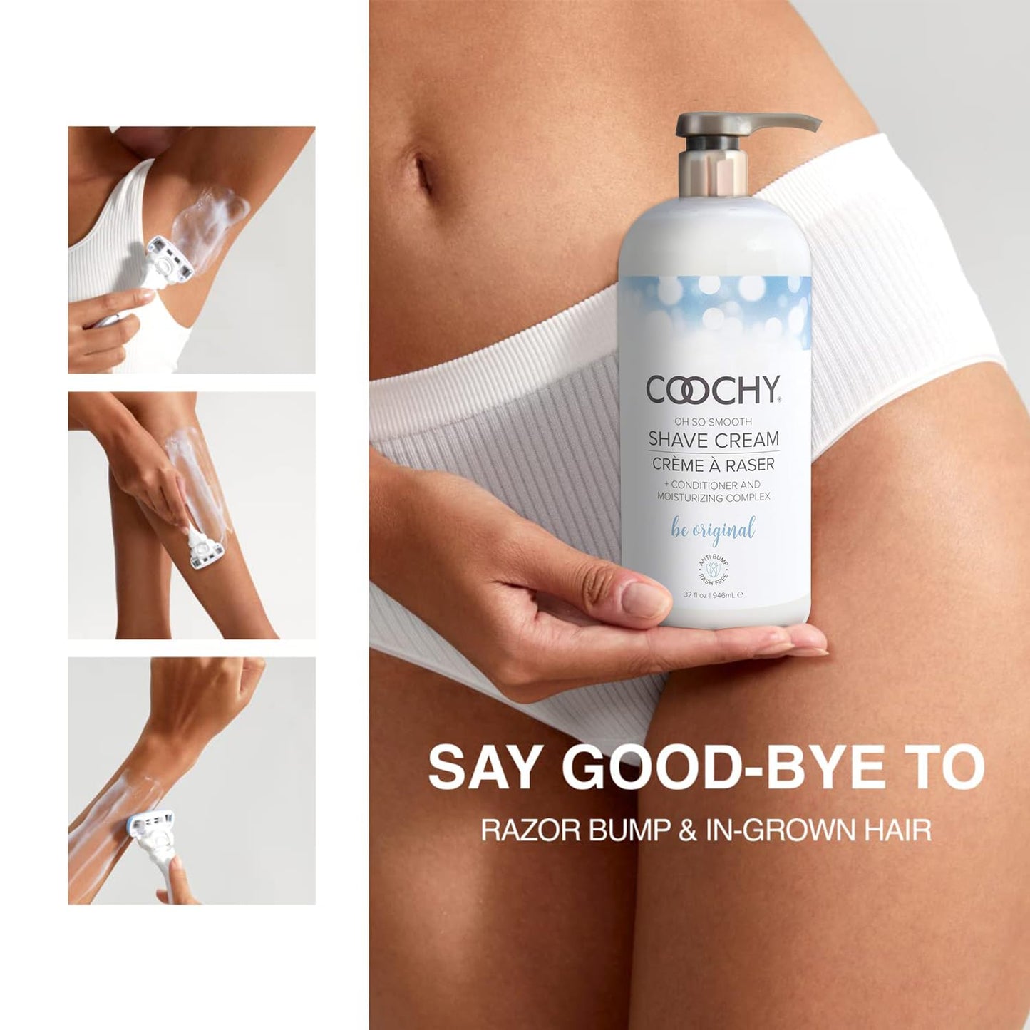 Coochy Intimate Shaving Cream - Shave Conditioner & Moisturizer for Face & Body - Ideal for Sensitive Skin Care, Anti-Bump - Be Original, 32 oz Beauty and Personal Care Coochy