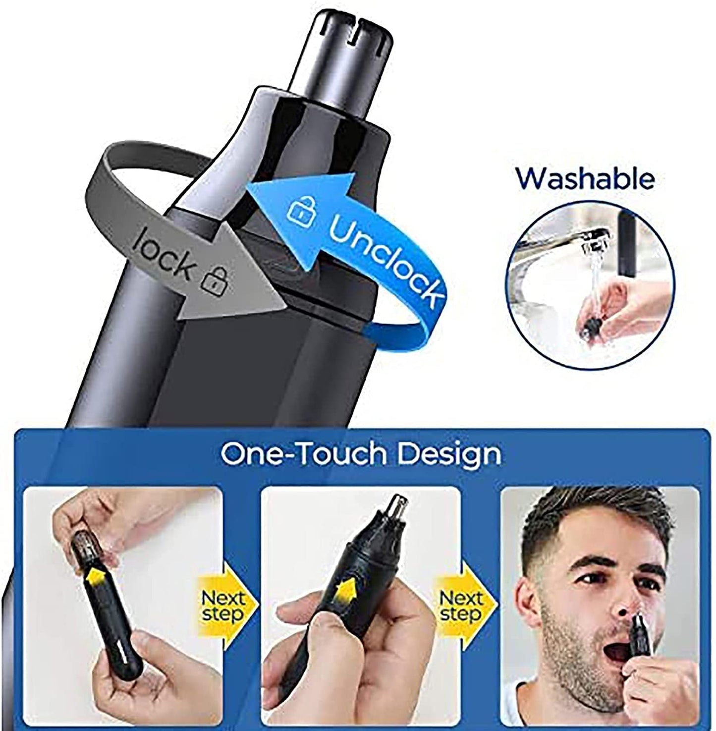 LEONYS Ear and Nose Hair Trimmer Clipper - Professional Painless Eyebrow and Facial Hair Trimmer for Men and Women, Battery-Operated, Waterproof Dual Beauty and Personal Care LEONYS