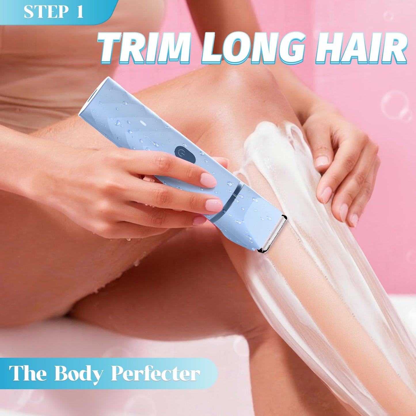 Bikini Trimmer for Women, IPX7 Waterproof, Painless Rechargeable Electric Razor Remover, 2-in-1 Facial & Pubic Hair Removal for Sensitive Skin Beauty and Personal Care AIDIAM