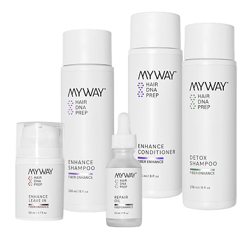 My Way Hair DNA Renewal Set - 5-Step System with Detox & Enhance Shampoos, Conditioner, Leave-In & Repair Oil - Deep Repair, Frizz Control, Shine Beauty & Personal Care MYWAY HAIR DNA PREP