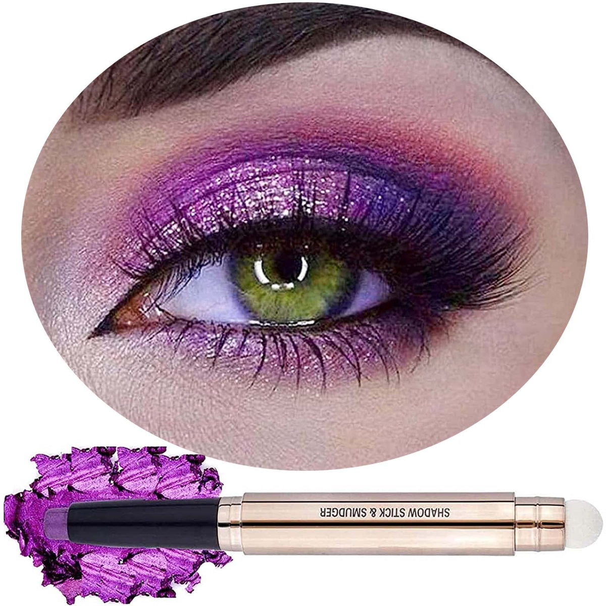 Daeuwiutr Purple Eyeshadow Stick for Eye Makeup, Cream Smooth Shimmer Glitter Eyeshadow Pencil, Hypoallergenic Waterproof Long Lasting Eye Shadow Beauty & Personal Care Daeuwiutr