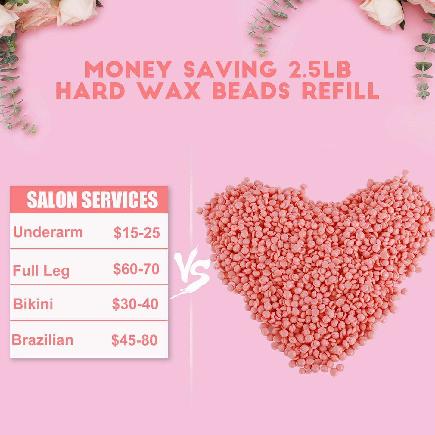 2.5lb Hard Wax Beads, Scented Stripless Wax Bead for Sensitive Skin, Professional Brazilian Waxing Bead, Bikini, Body, Face, Legs, Back, Chest, Coarse Beauty and Personal Care OudaHeat