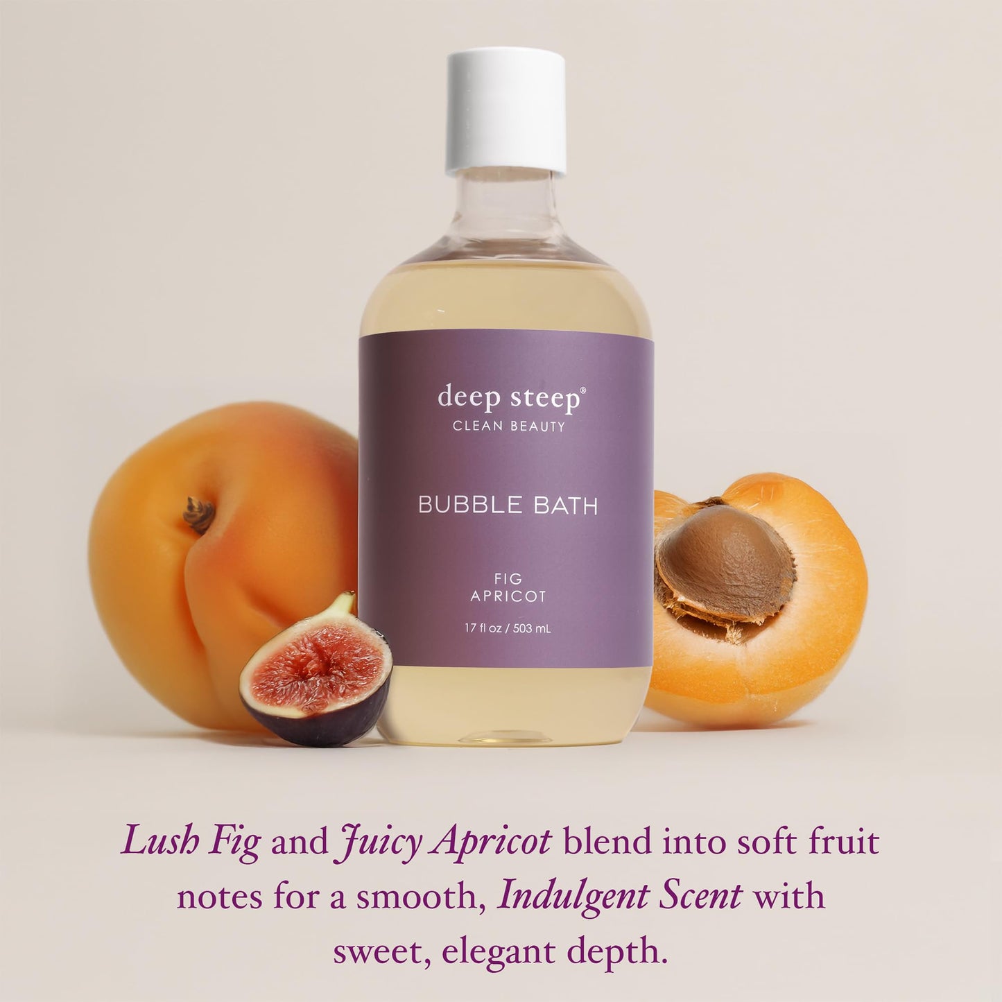 Deep Steep Fig Apricot Bubble Bath for Women, Hypoallergenic, Clinically Tested, Clean Formula for Sensitive Skin, Sulfate-Free, 17 fl oz Bottle Beauty and Personal Care Deep Steep