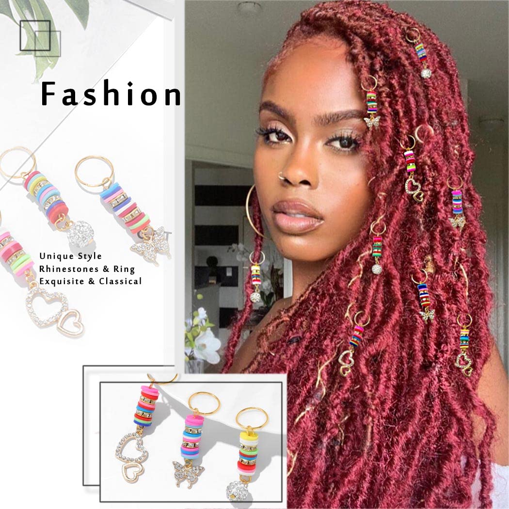 Formery Butterfly Braid Jewelry Gold Rhinestones Hair Charms Heart African Loc Accessories for Black Women (9PCS) Beauty & Personal Care Formery
