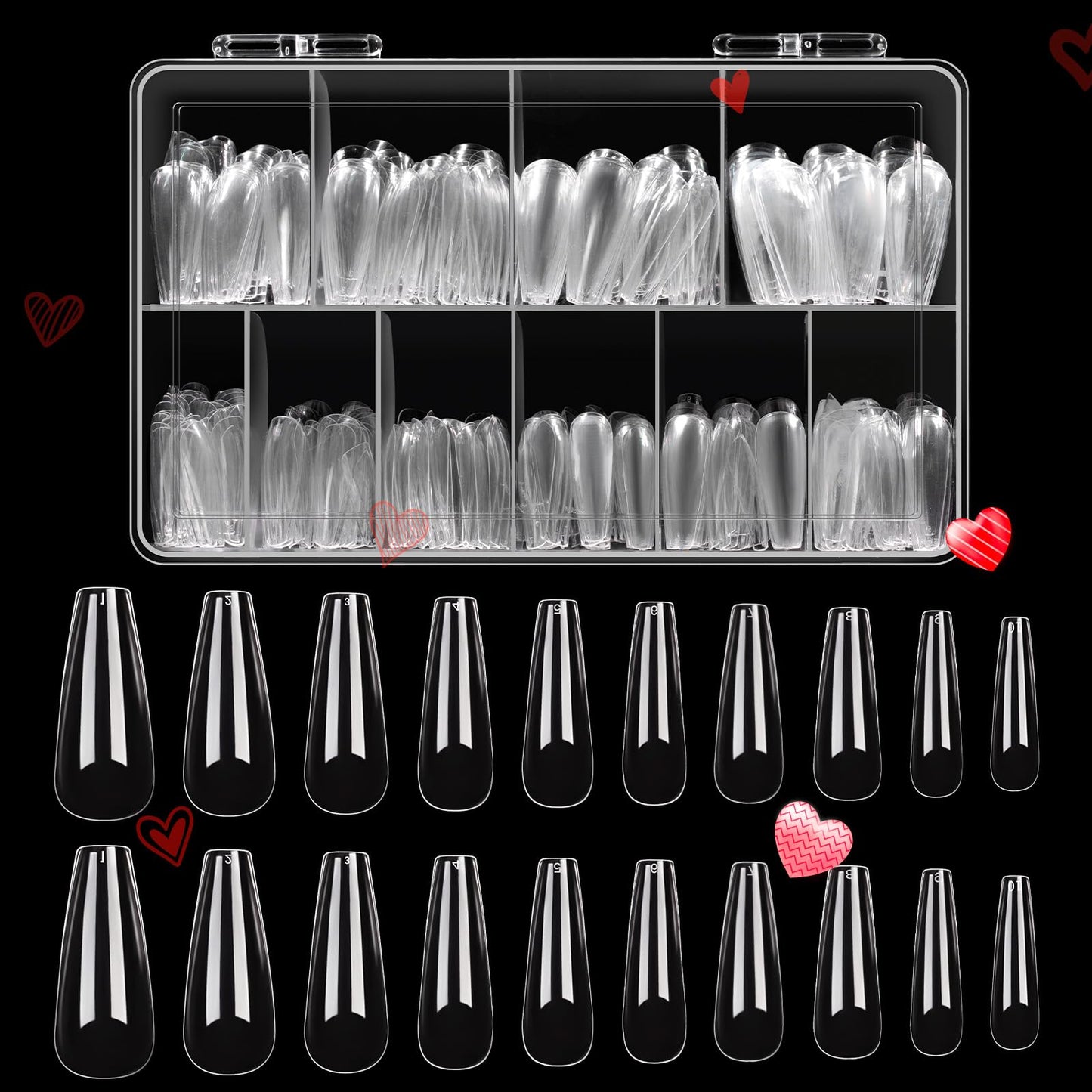 Beetles Acrylic Nails Kit 500Pcs Long Coffin Pre-Shaped Clear Full Cover Soft False Nails, Nail Tips Soak Off Easy Nail Extension Set for DIY Nails Beauty & Personal Care beetles Gel Polish