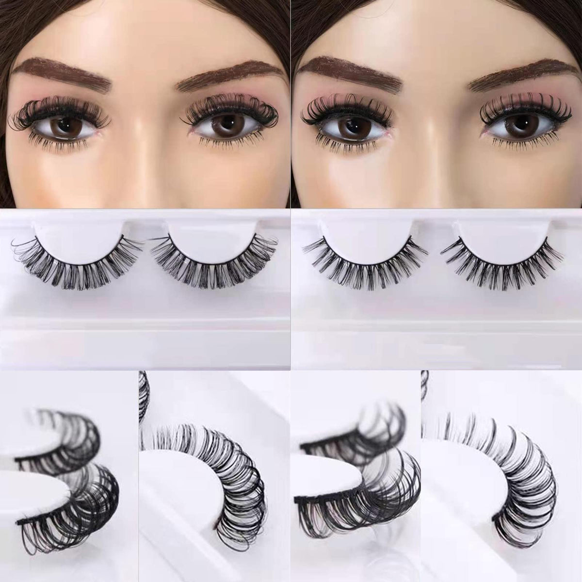 3d Russian Strip Lashes, D Curl Lash Strips, Natural False Lashes Mink, NaturalWispies Mink Eyelashes, Wispy Fake Lashes, Faux Mink Eyelashes Natural Beauty & Personal Care royaomis