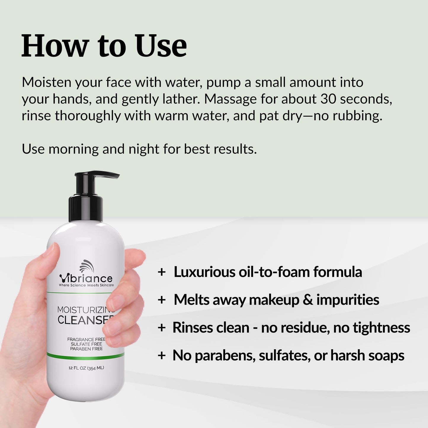 Vibriance Moisturizing Cleanser, Oil-to-Foam Face Wash with Niacinamide, Shea Butter for Mature Skin - Hydrating Gentle Facial Cleanser, Sensitive Beauty & Personal Care Vibriance