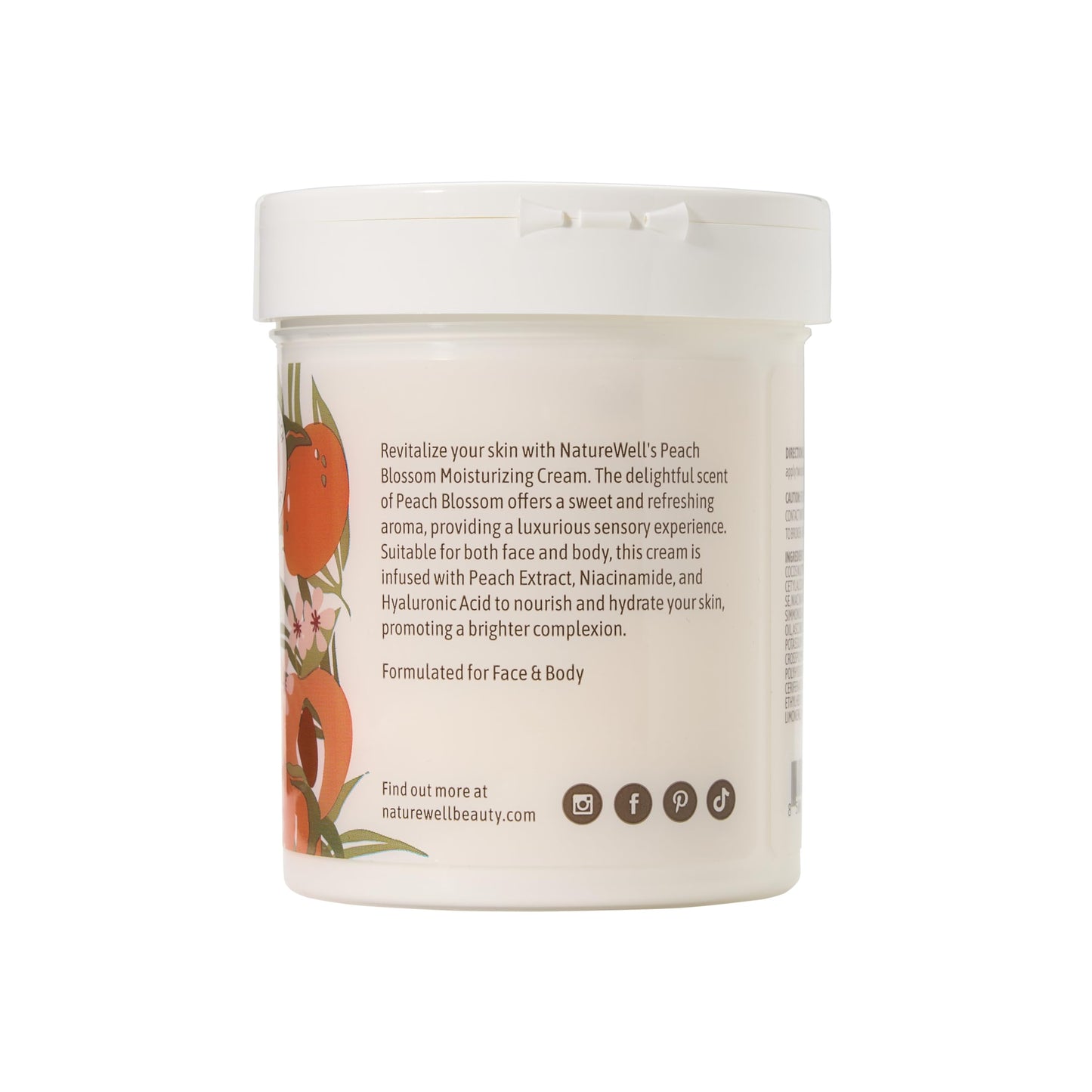 NATURE WELL Peach Blossom Restore & Brighten Moisturizing Cream For Face & Body, Infused With Peach Extract, Niacinamide, & Hyaluronic Acid, Promotes Beauty & Personal Care NATURE WELL
