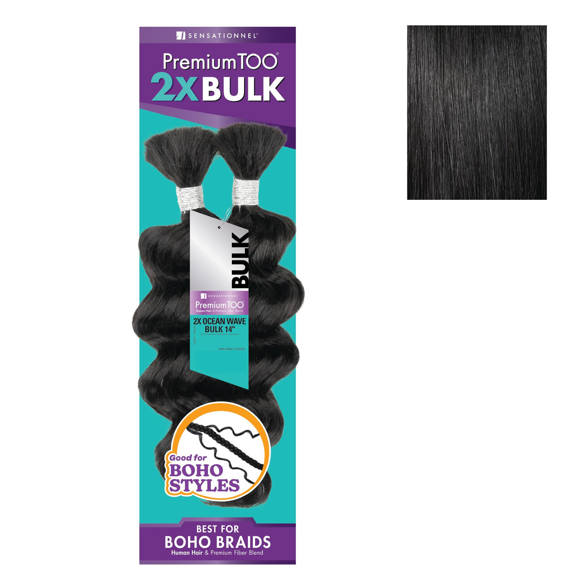 Sensationnel PremiumToo Bulk Weaving-2X Ocean Wave,1pk 14in, 1 JETBLACK