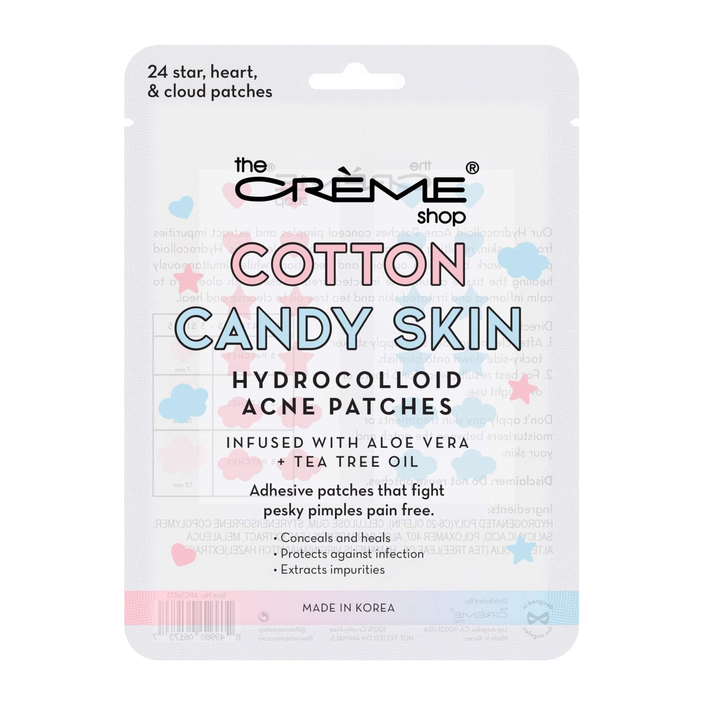 The Crème Shop Cotton Candy Skin Hydrocolloid Acne Patches - Pimple Treatment with Salicylic Acid & Witch Hazel - 3 Sizes, 72 Patches Beauty & Personal Care The Crème Shop