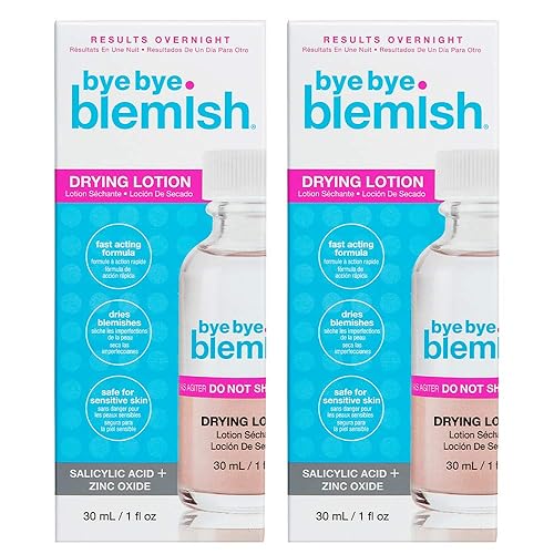 Bye Bye Blemish Acne Drying Lotion, On-the-Spot Pimple Treatment, Reduce Pimples Overnight, Beauty Skincare Essential - 1oz. (2-Pack) Beauty & Personal Care Bye Bye Blemish