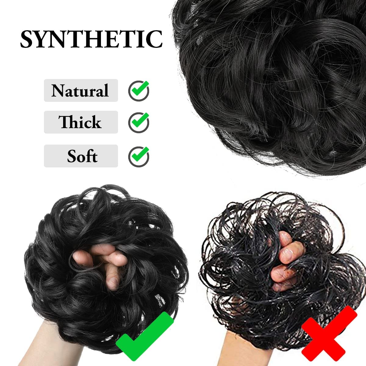 CJL HAIR Large Messy Bun Hair Piece Wavy Curly Scrunchies Synthetic Chignon Ponytail Hair Extensions Thick Updo Hairpieces for Women Brown Black Beauty and Personal Care CJL HAIR