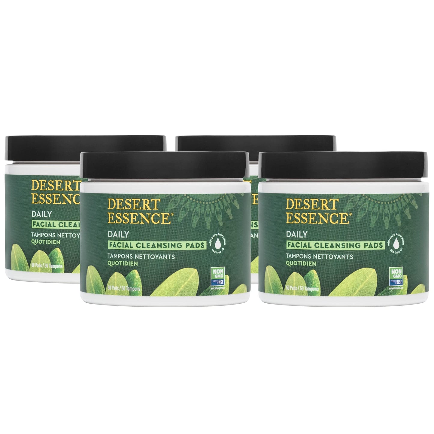 Desert Essene Daily Facial Cleansing Pads with Pure Australian Tea Tree, Witch Hazel, Calendula & Chamomile - Reduce Oil, Minimize Pores - Plant-Based Beauty & Personal Care Desert Essence