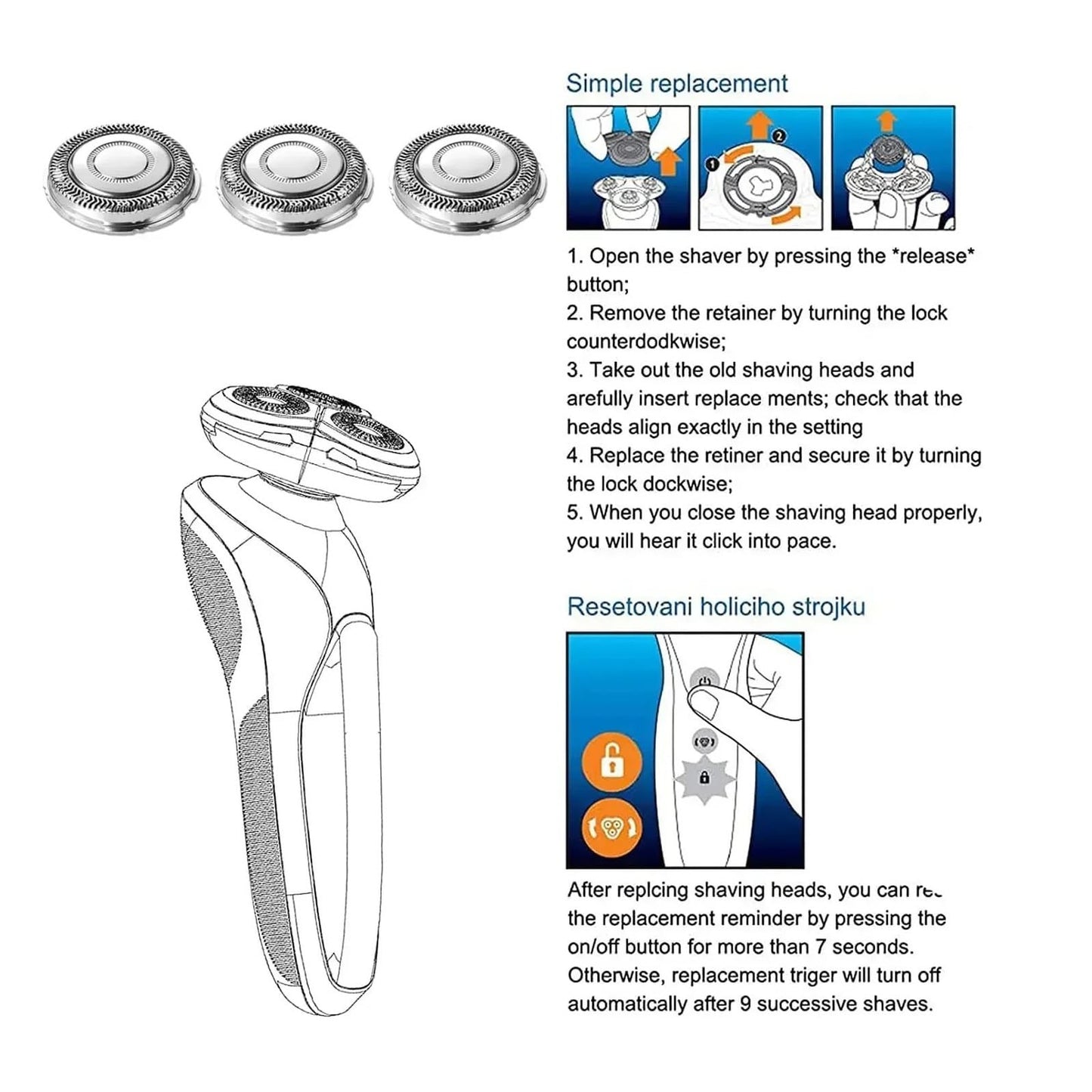 Sh71 Replacement Heads?Compatible For Philips?Compatible For Norelco?Electric Shaver Series 7000 S7000 7500 Replace Beauty and Personal Care GENTERUN