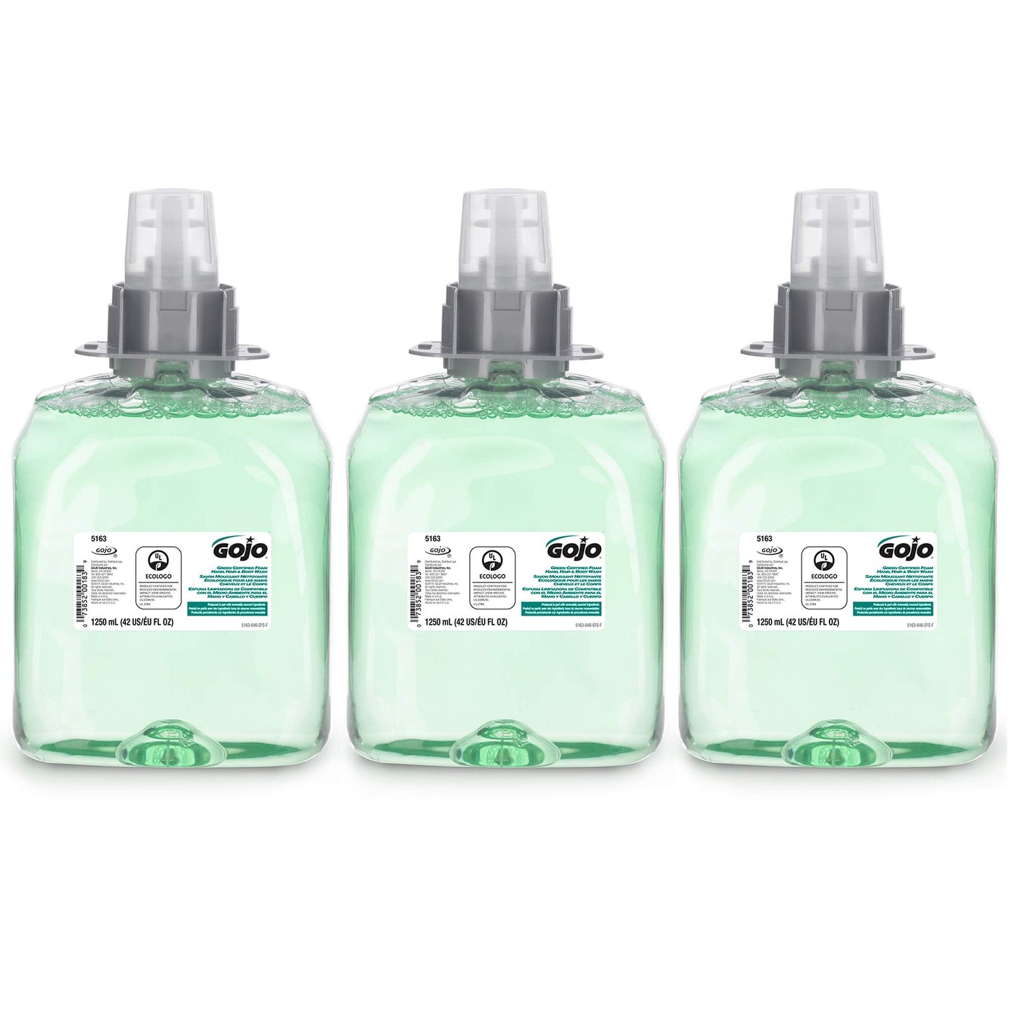GOJO Green Certified Foam Hand, Hair & Body Wash, Cucumber Melon Scent, 1250 mL Refill FMX-12 Push-Style Dispenser (Pack of 3) - 5163-03 Beauty & Personal Care GOJO