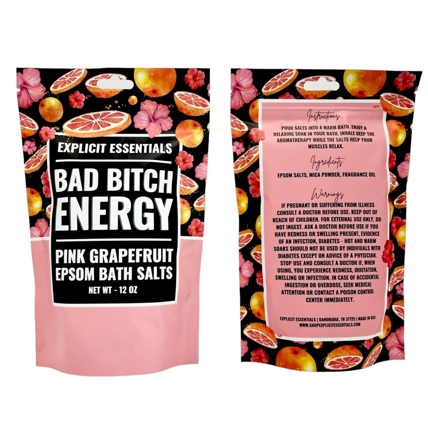 Explicit Essentials Bath Salts for Women, 12oz Tropical Refresher Epsom Salts Beauty and Personal Care Explicit Essentials