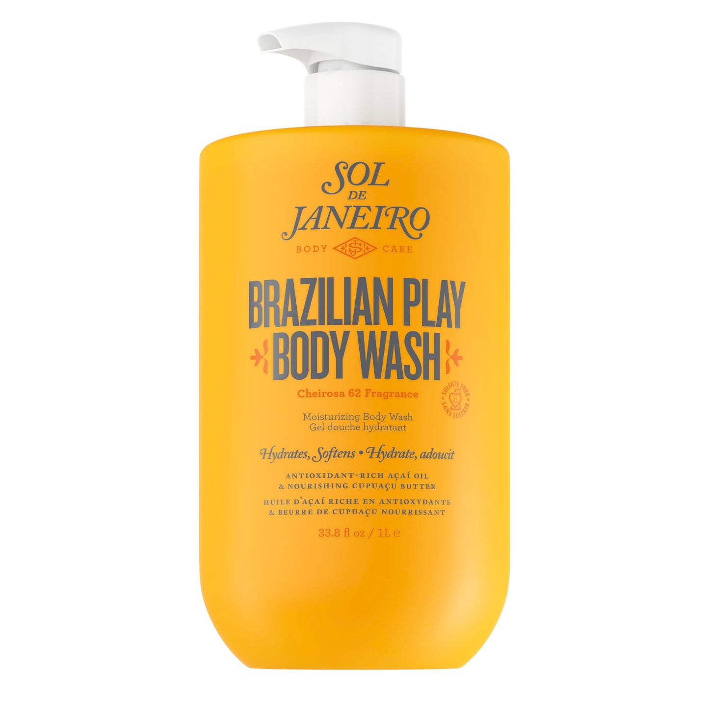 Sol de Janeiro Brazilian Play Moisturizing Shower Cream Gel Body Wash - 1L Jumbo Size with Pump Beauty & Personal Care Sol de Janeiro