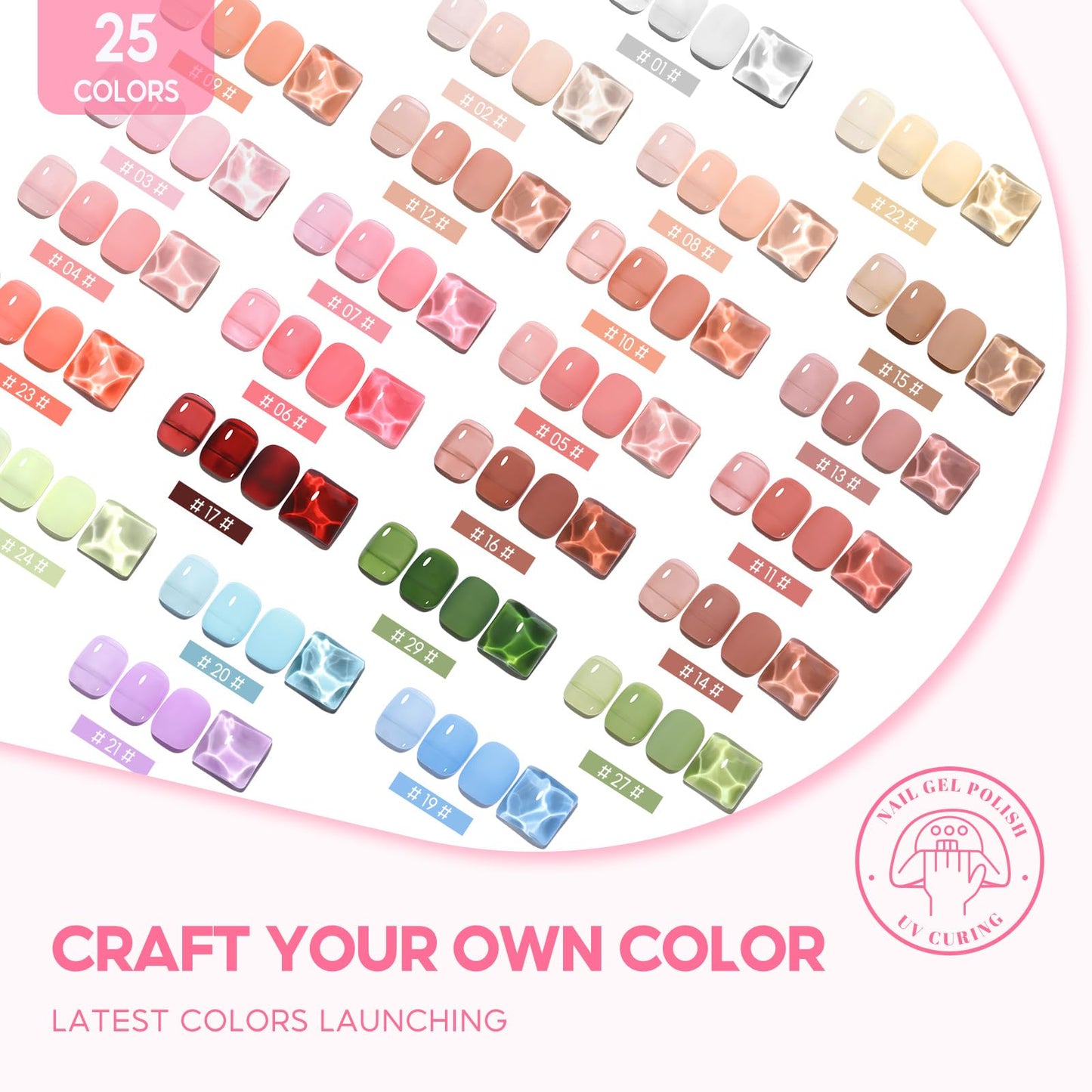 COSCELIA 25 Bottles Gel Nail Polish Set, 20 Colors Summer Gel Polish with 5PC Top Base Coat Kit Nude Pink White Brown Grey White Glitter Pastel Gels Beauty and Personal Care COSCELIA