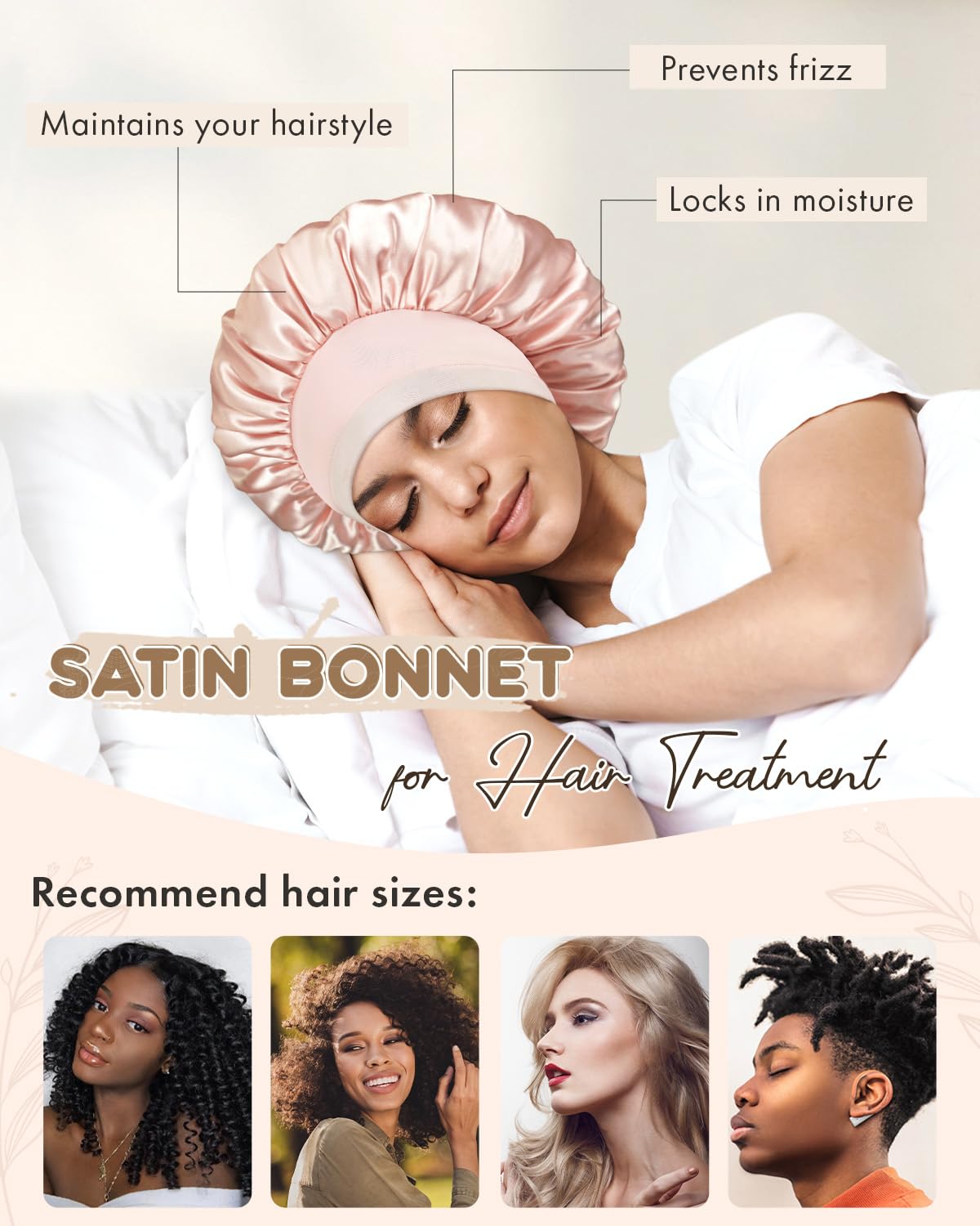 BONNET QUEEN Silk Bonnet for Sleeping Women Satin Bonnet Hair Bonnet Adjustable Reversible Double Layered Sleep Night Cap for Curly Hair Jade and Pink Beauty and Personal Care BONNET QUEEN