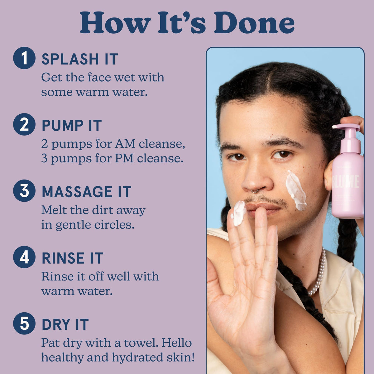 Blume Daydreamer Hydrating Face Wash for Women & Men - Gentle Facial Cleanser Enriched with Chamomile & Lavender to Soothe Skin - Non-Stripping Cream Beauty & Personal Care Blume