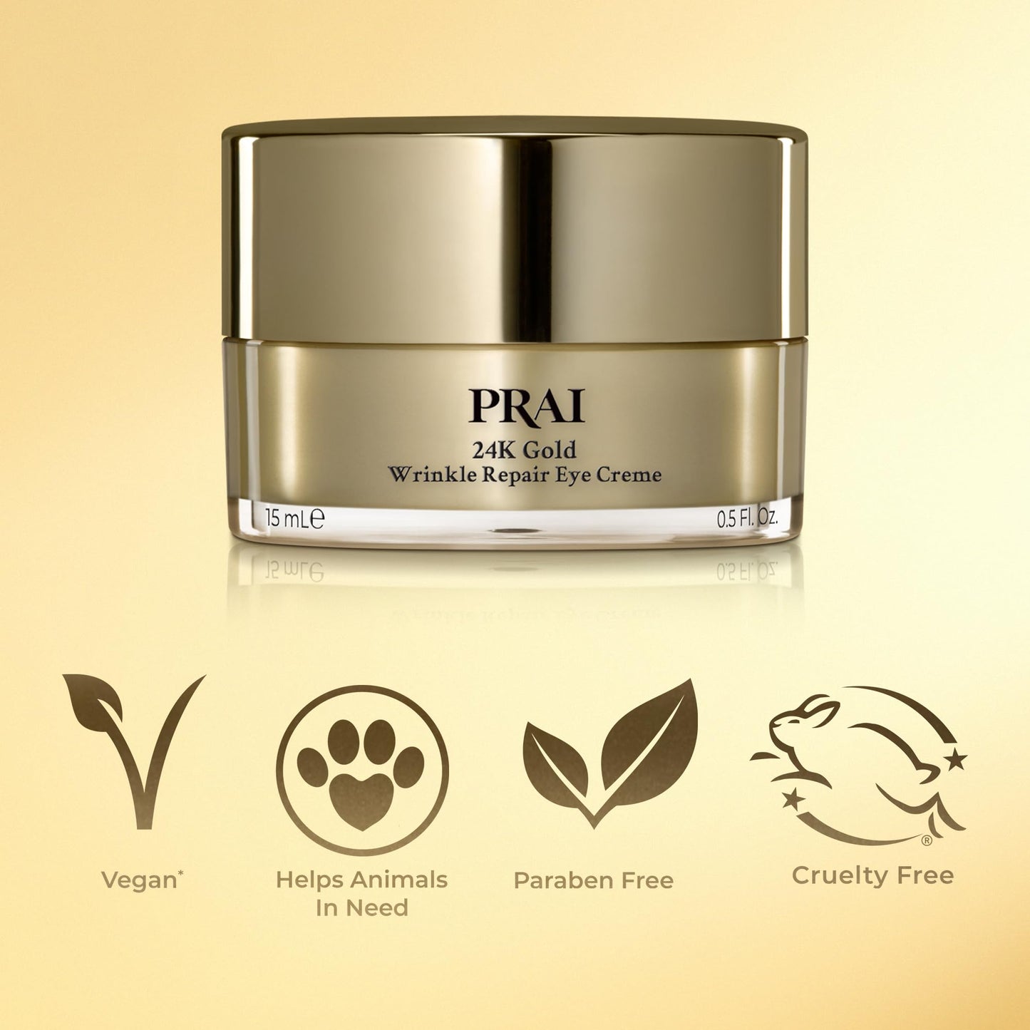 PRAI Beauty 24K Gold Wrinkle Repair Eye Creme - Anti-Aging and Anti-Wrinkle Eye Cream - Infused with Hyaluronic Acid and Real 24K Gold, 0.5 Oz Beauty & Personal Care PRAI