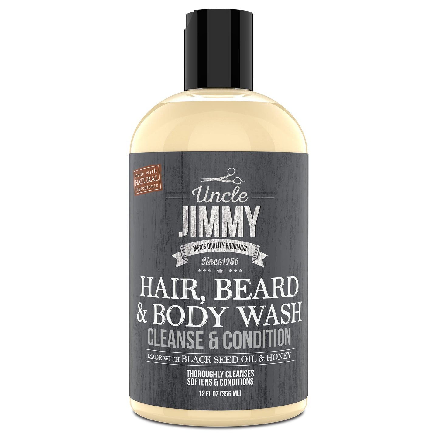 Uncle Jimmy Hair, Beard & Body Men's Wash | Sulfate Free, Paraben Free, with Naturally Derived Clean Ingredients Leaving Skin Soft and Hydrating 12 Fl Beauty & Personal Care Uncle Jimmy