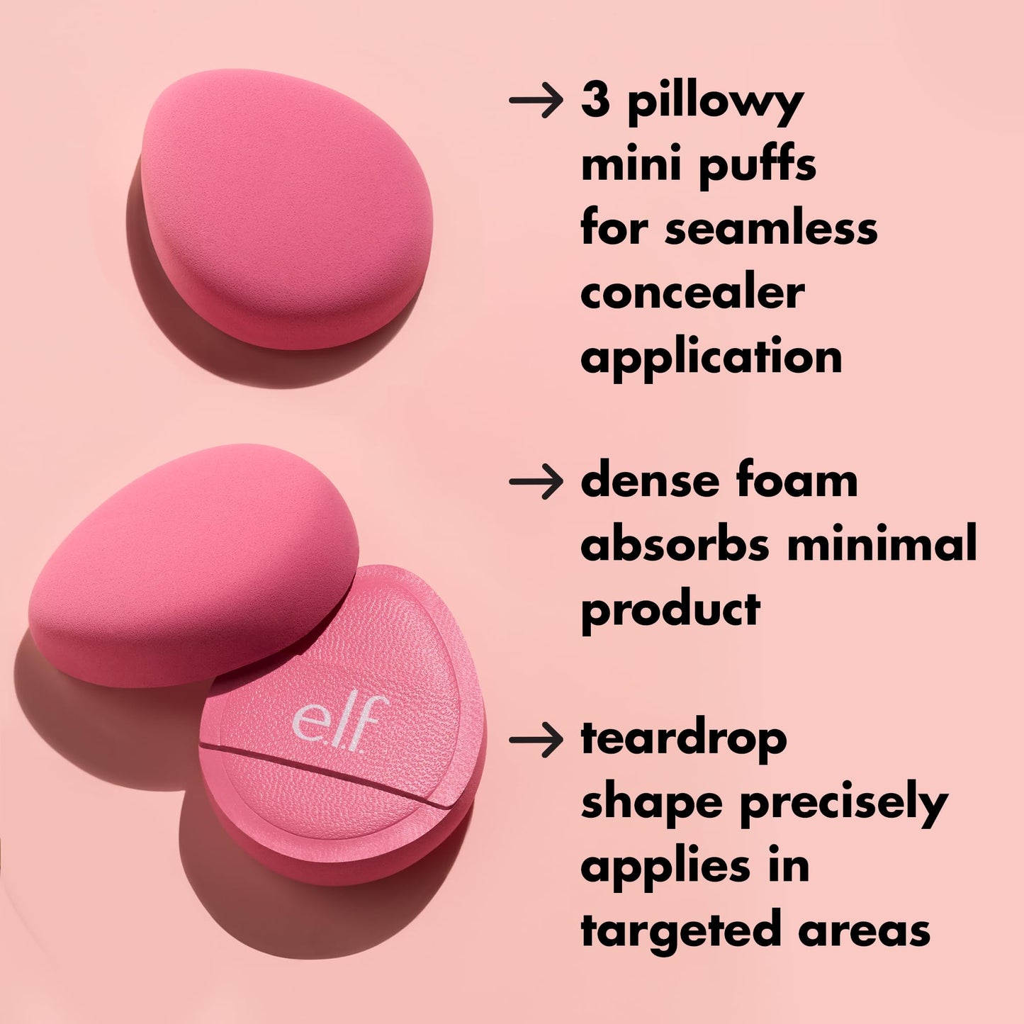 e.l.f. Pillow Puff Concealer Sponge, Beauty Blender For Streak-Free, Even, Makeup Application With Airbrushed Finish, Latex-Free, Vegan Beauty & Personal Care e.l.f.