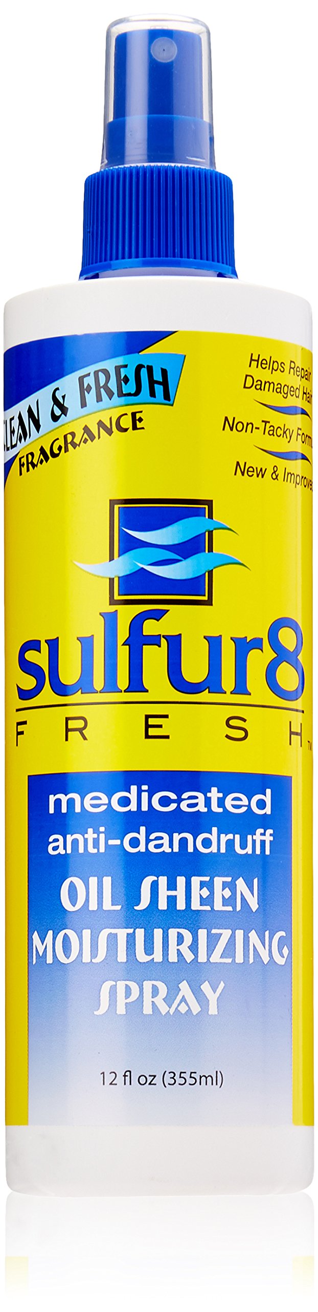 SULFUR8 Fresh Oil Sheen Medicated Anti-Dandruff Moisturizing Spray 12 oz - Helps Control Dandruff, Itchy Scalp Relief with Clean Fresh Fragrance for