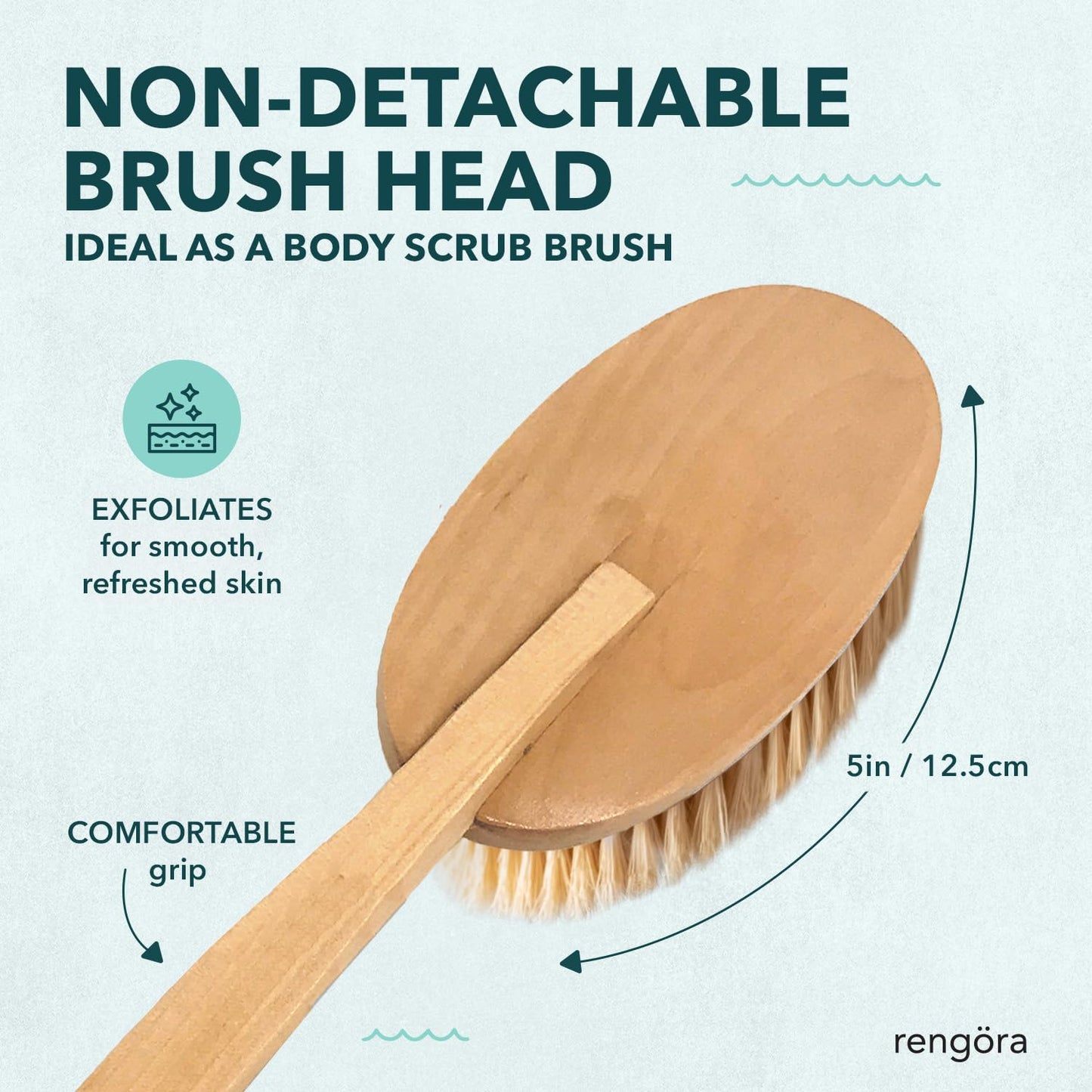 Long Handled Back Scrubber for Shower, Boar Bristle Wooden Bath Brush Long Handle for Shower - Back Brush for Shower Men or Women, (Non-Detachable Beauty and Personal Care rengöra