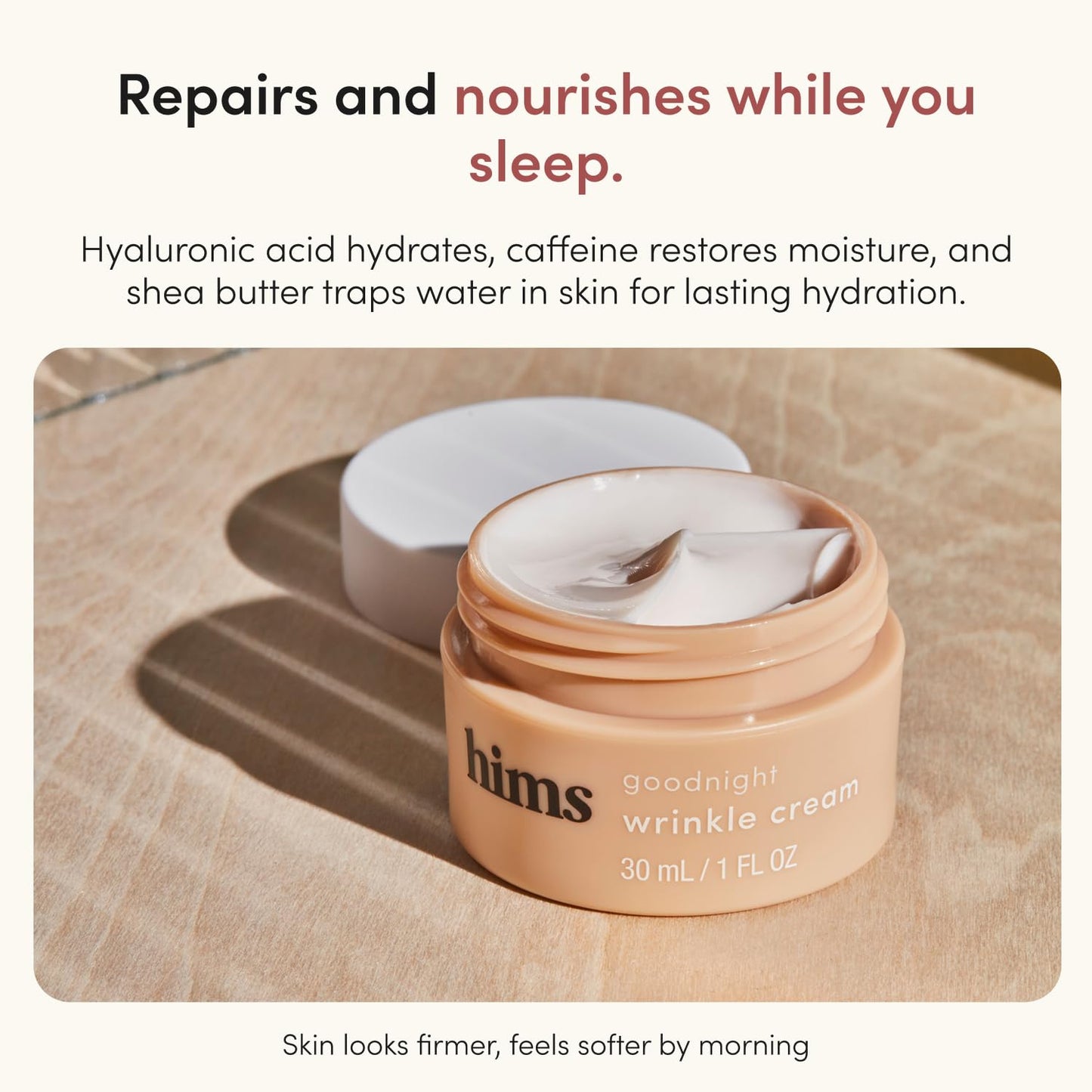 hims Goodnight Wrinkle Cream - Hyaluronic Acid & Shea Butter - Face Moisturizer for Fine Lines & Dry Skin - Deep Hydration Night Cream for Men Beauty & Personal Care HIMS & HERS