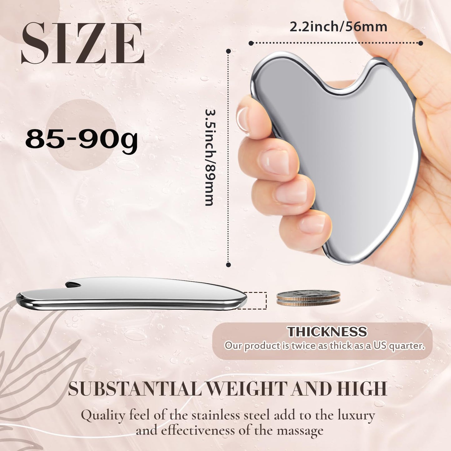 Nuanchu Stainless Steel Gua Sha Facial Tool, Metal Gua Sha for Lymphatic Drainage, Guasha Face Sculpting Double Chin Reduce with Pouch Self Care Beauty and Personal Care Nuanchu