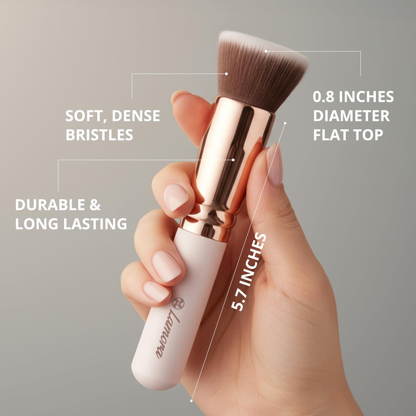 Lamora Makeup Brush Foundation Kabuki - Flat Top Face Brush for Liquid, Cream, and Powder Cosmetics - Full Coverage Blending, Buffing, Stippling Beauty & Personal Care Lamora