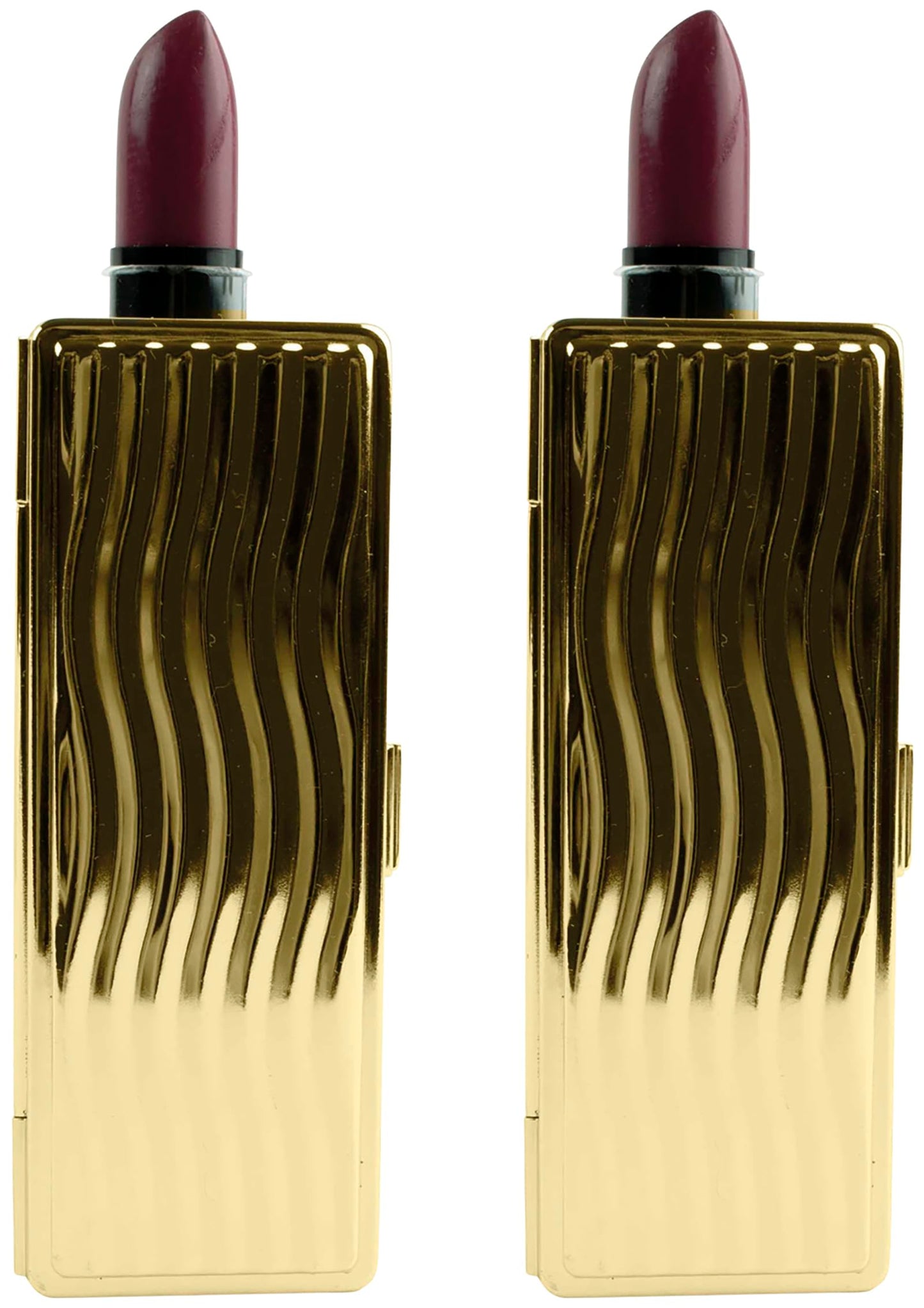 Stephanie Imports Set of 2 Rectangular Vintage Lipstick Cases With Glass Mirror (Gold Wave) Beauty & Personal Care Stephanie Imports