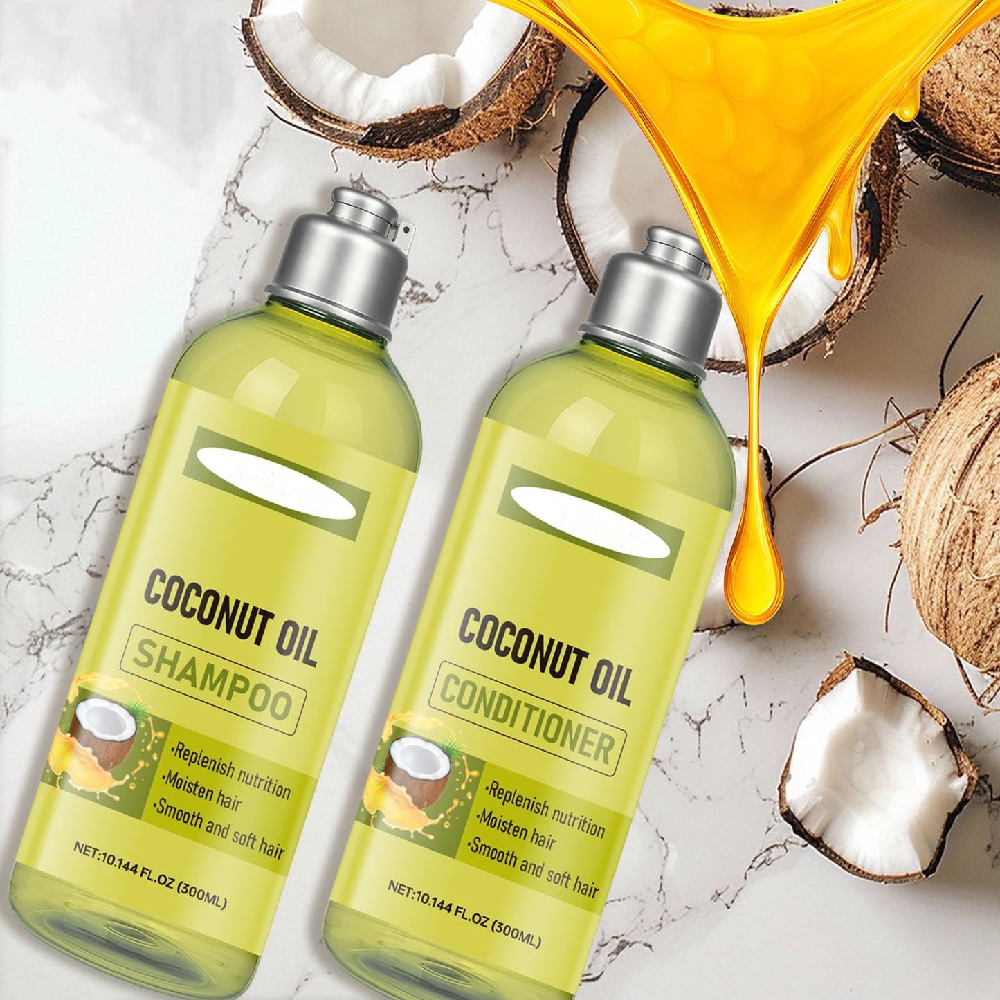 Coconut Oil Shampoo and Conditioner Set, Coconut Nourishing Hair Care Set for All Hair Types, Hydrating & Frizz Control Treatment, Helps Restore Beauty & Personal Care XJBD