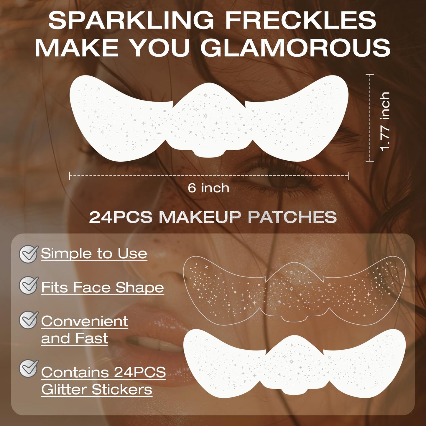 Leterly 24 Pcs Glitter Freckles Face Tattoo,Silver Face Glitter Makeup Patches Cute Sparkle Freckles Patches Waterproof Makeup Speckles for Face Beauty & Personal Care Leterly