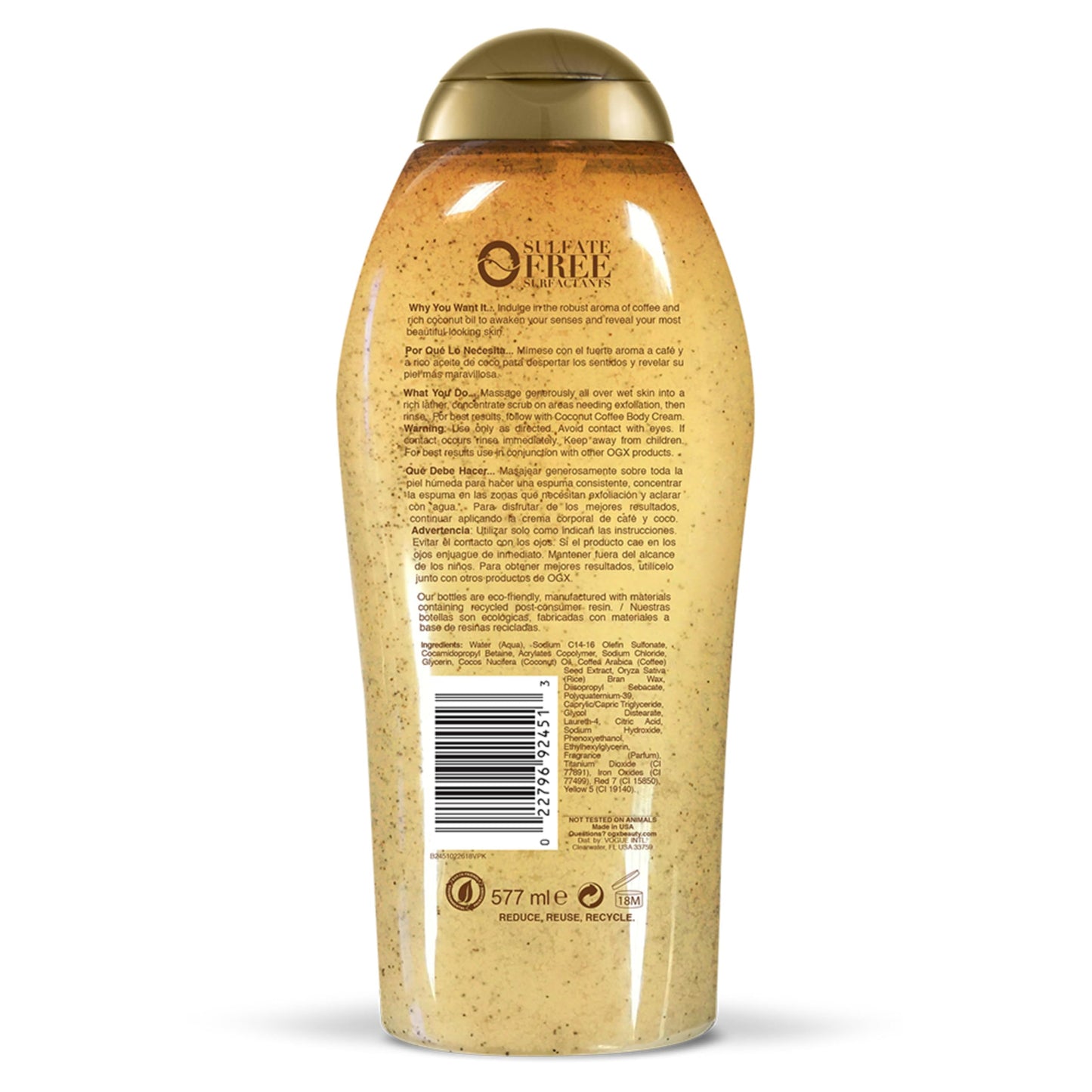 OGX Smoothing + Coconut Coffee Exfoliating Body Scrub with Arabica Coffee & Coconut Oil, Moisturizing Body Wash for Dry Skin Beauty & Personal Care OGX