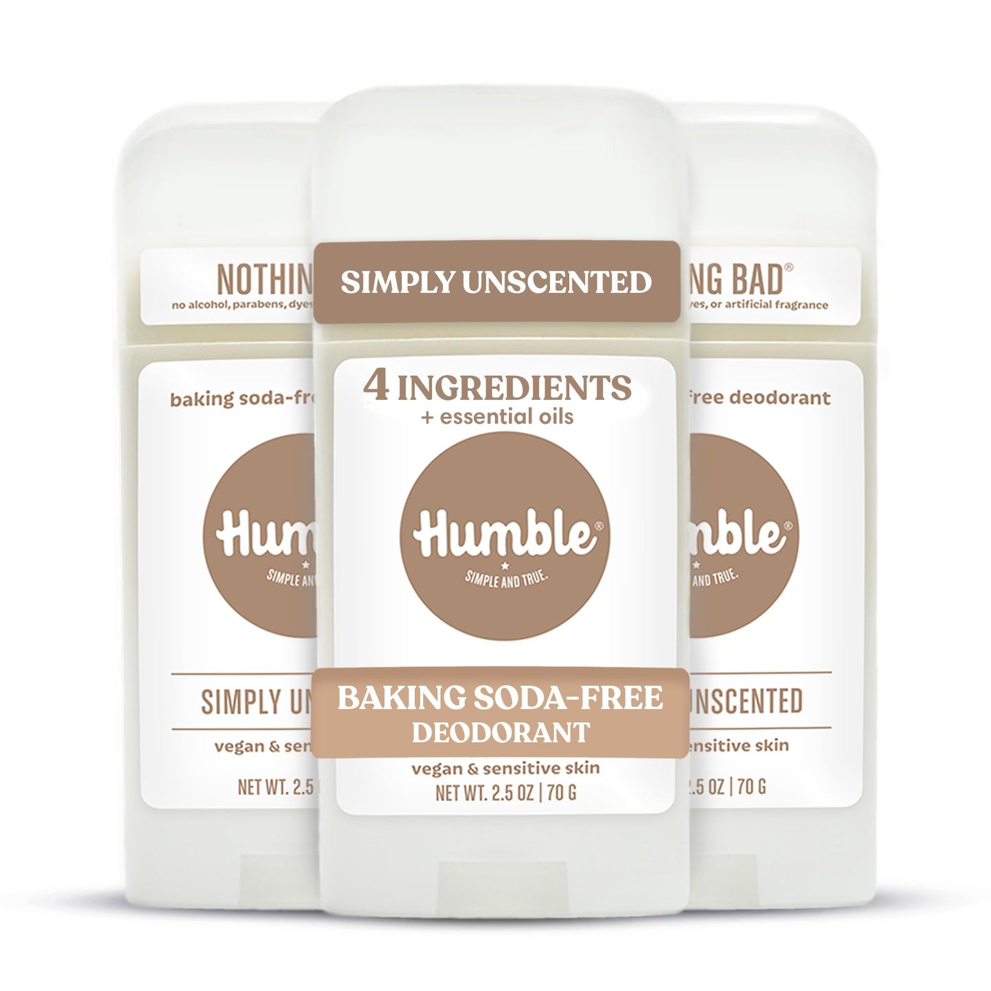Humble Aluminum-Free Deodorant for Women & Men, Simply Unscented - Baking Soda-Free Natural Deodorant Stick for Sensitive Skin with Essential Oils Beauty and Personal Care HUMBLE SIMPLE AND TRUE.