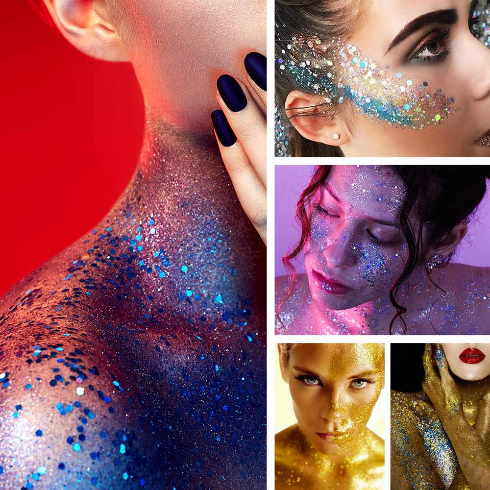 Body Glitter Stick,Mardi Gras Accessories,Sparkling Face Hair Glitter,Mermaid Sequins Chunky Glitter Face Paint,Singer Concert Outfit Festival Rave Beauty & Personal Care MINXUEYEN