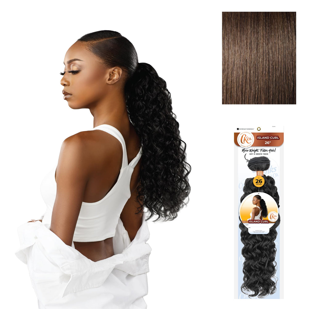 Sensationnel CKCO Synthetic Bundle-Island Curl,26 inch, 4 MEDBROWN